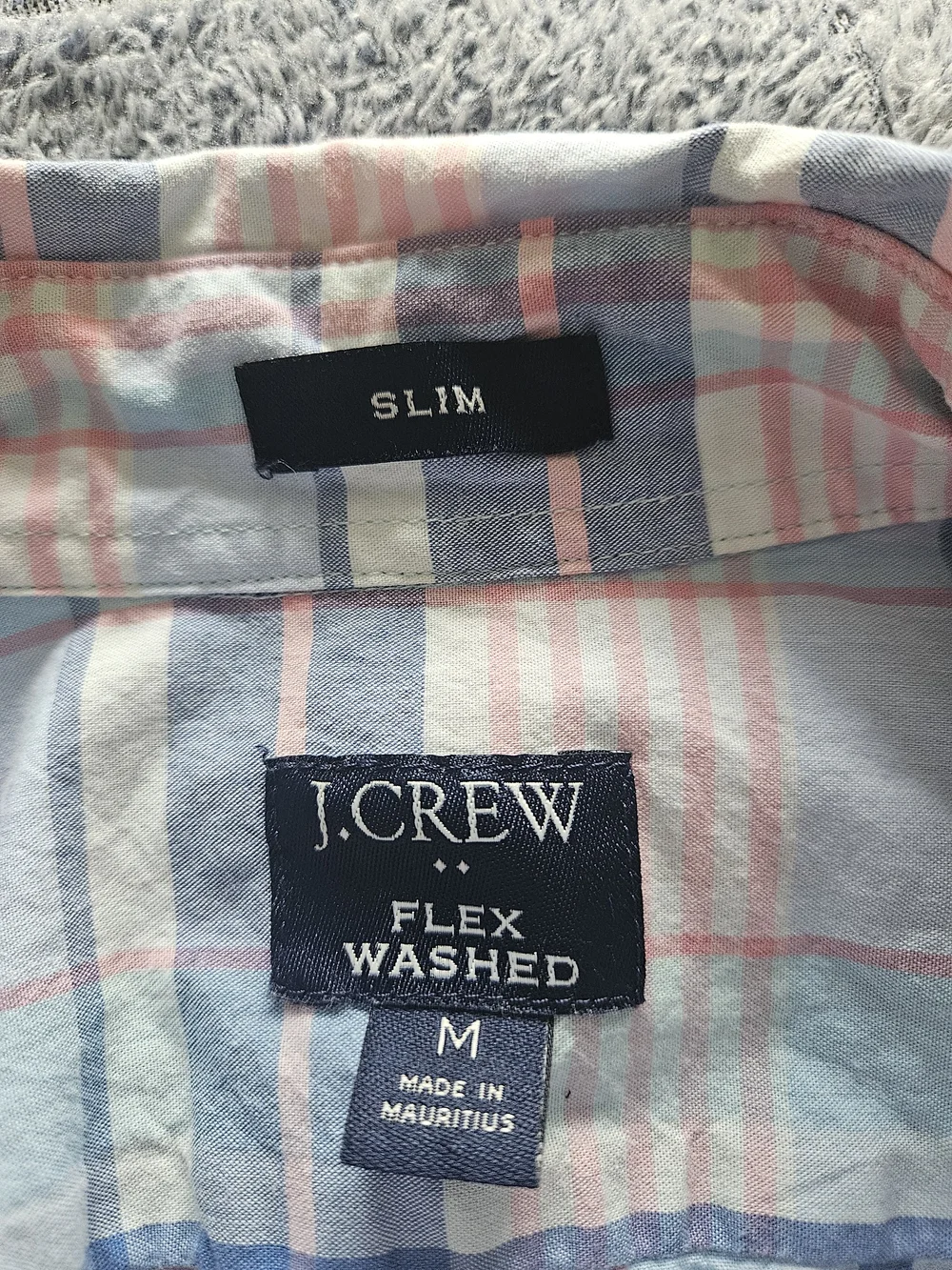 J. Crew Men's Blue and Pink Plaid Cotton Button-Down Shirt